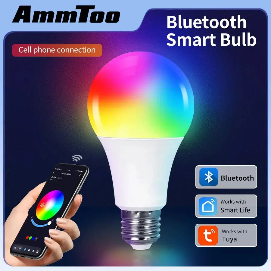 AmmToo Tuya Bluetooth Smart LED Bulb E27 - RGB Color Options