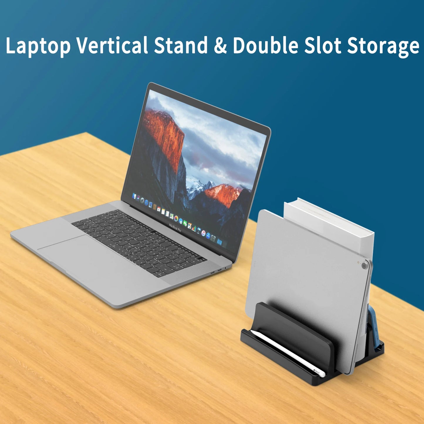 Universal Vertical Laptop Stand - 3 Slot Desk Organizer