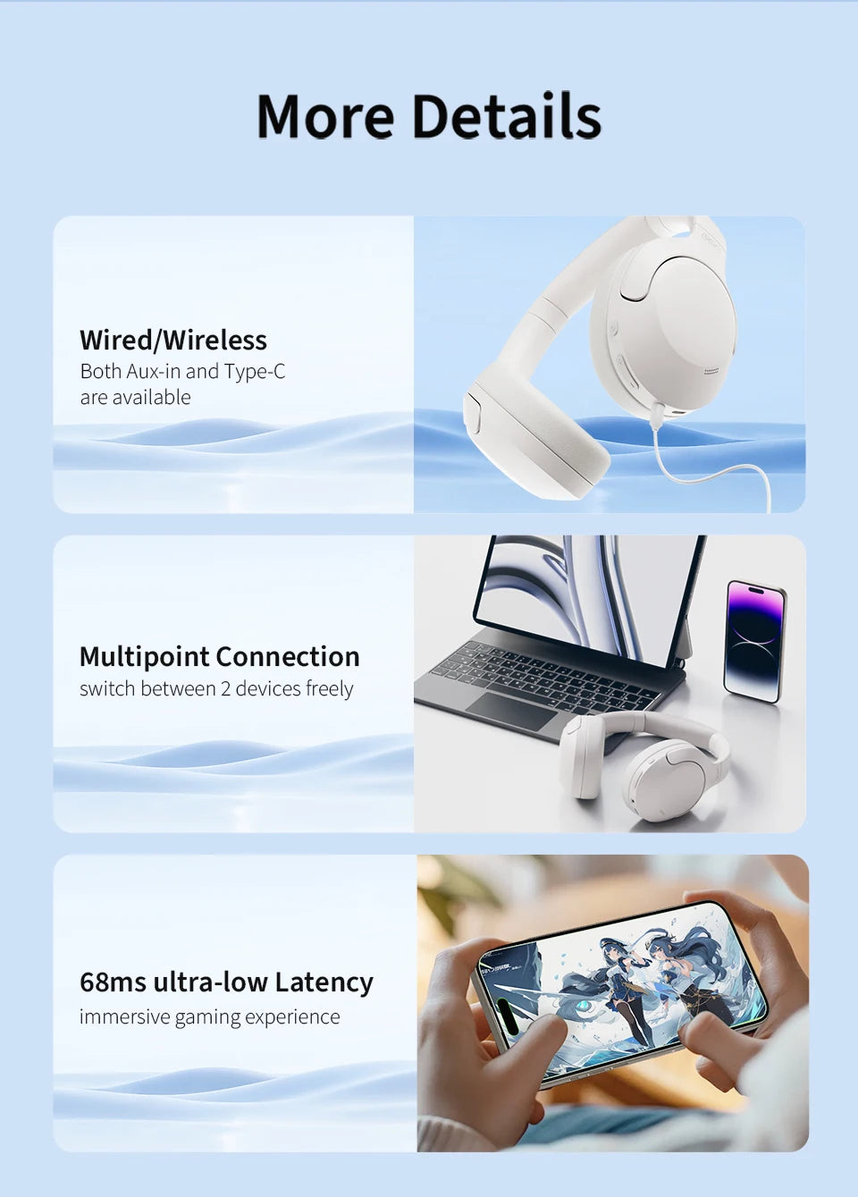 QCY H3 Lite ANC Wireless Headphones with 60-Hour Battery