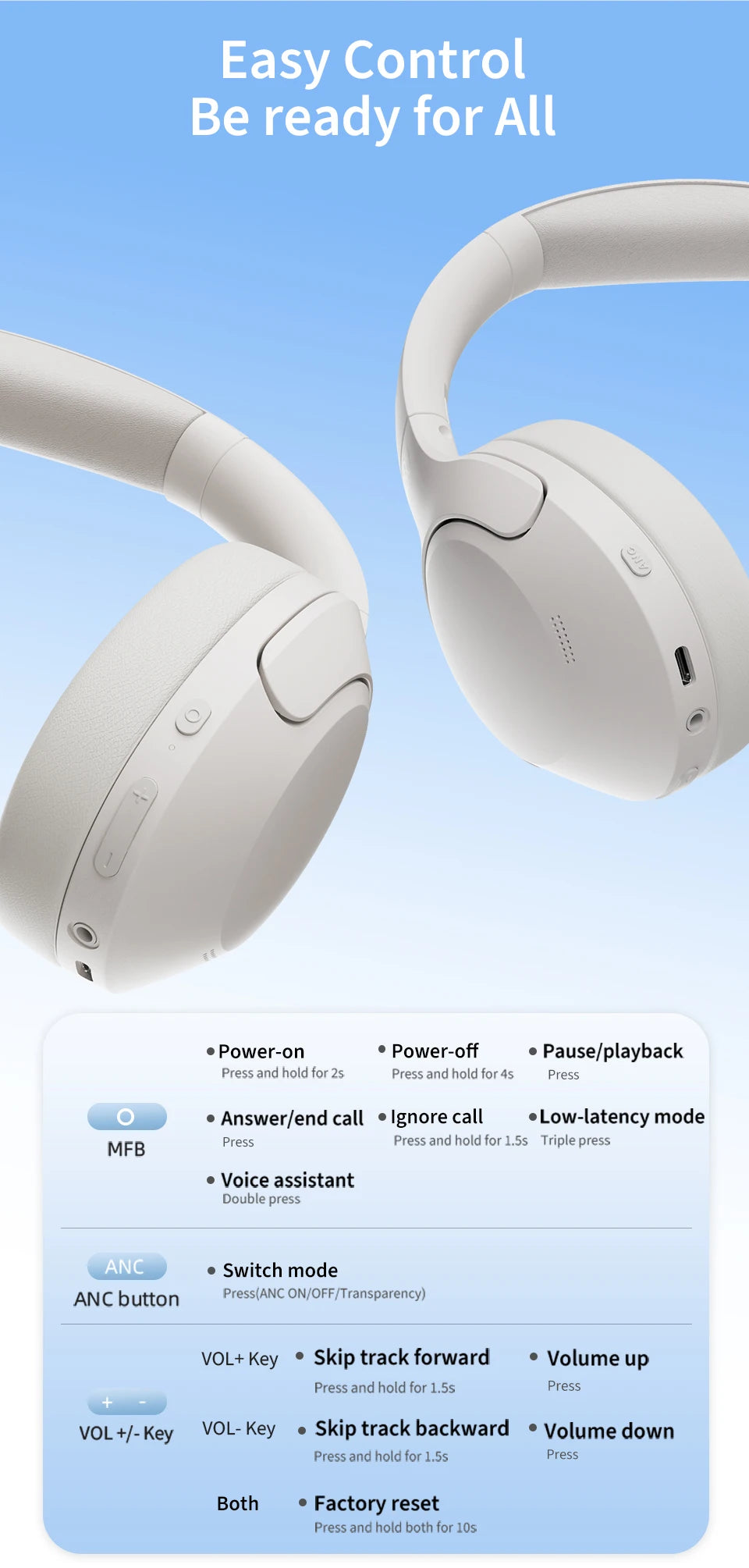 QCY H3 Lite ANC Wireless Headphones with 60-Hour Battery