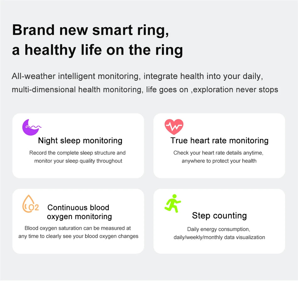 ChiBear 5ATM Waterproof Smart Ring - Track Health Effortlessly
