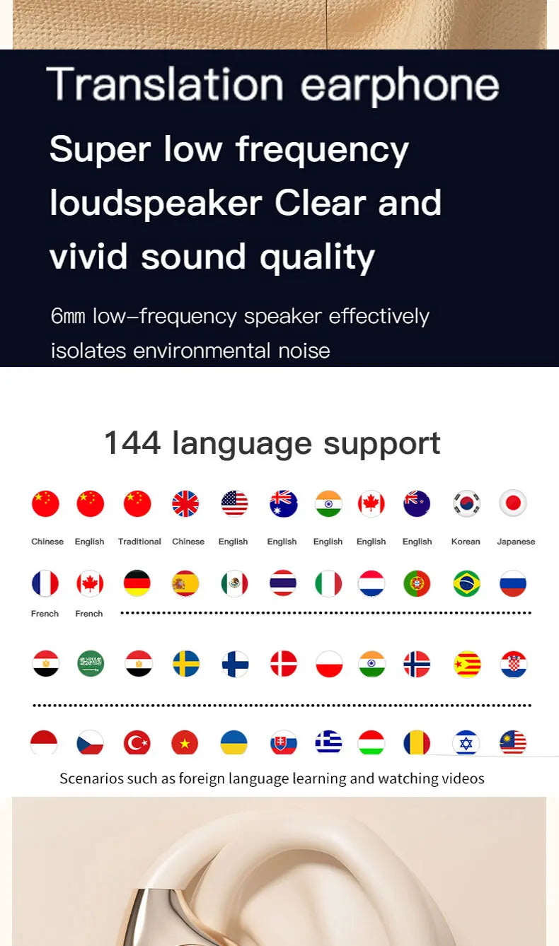 YOCUNKER AI Translation Earbuds - Bluetooth 5.4, 144 Languages