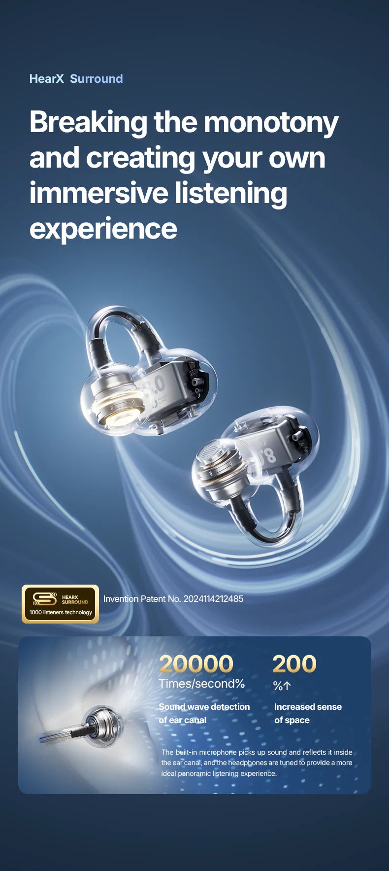 Sanag S8S Bluetooth 5.4 Ear Clip-øretelefoner - vanntette og støyreduserende