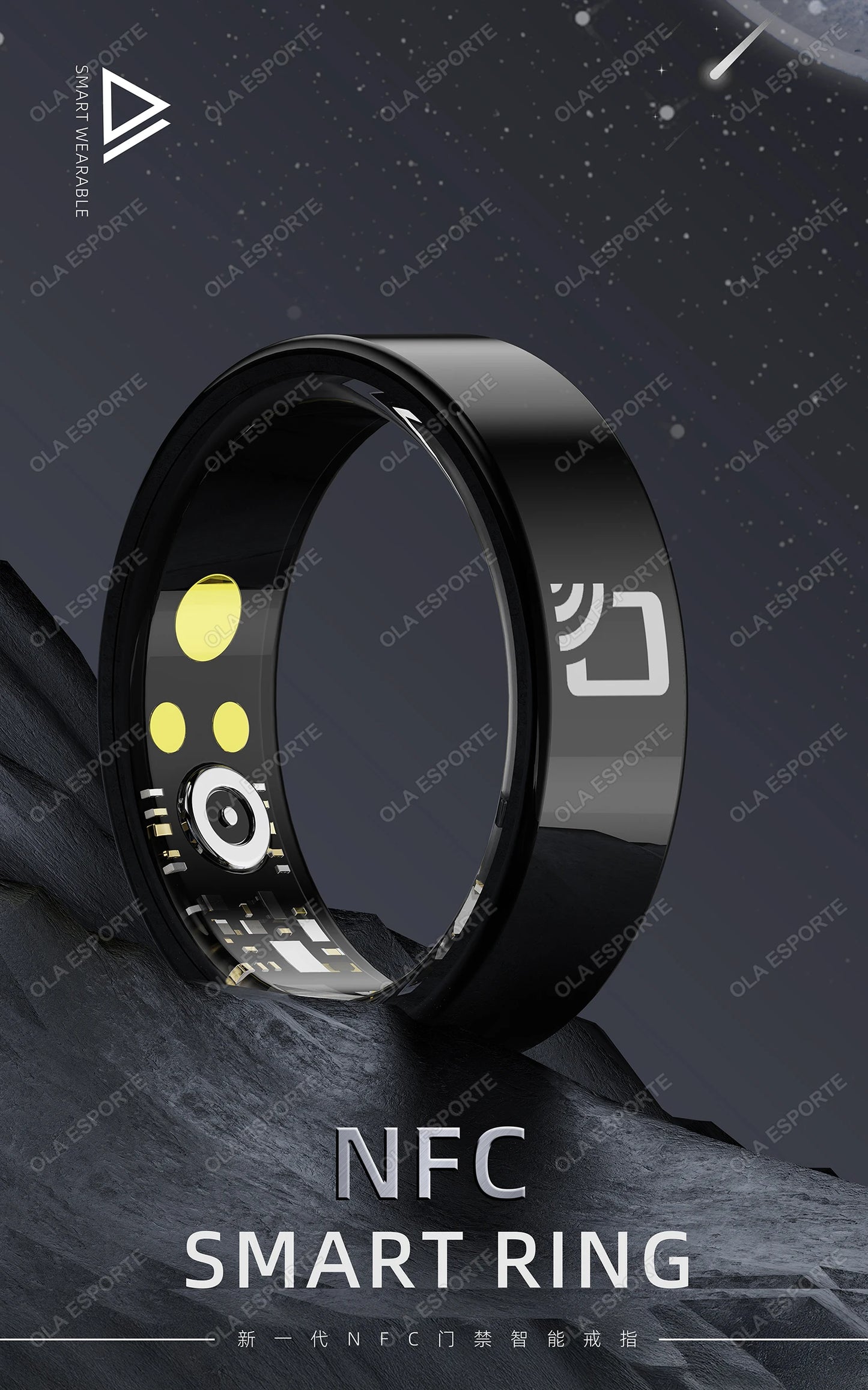Ola Esporte Smart Ring - Monitoraggio della salute in tempo reale e accesso NFC