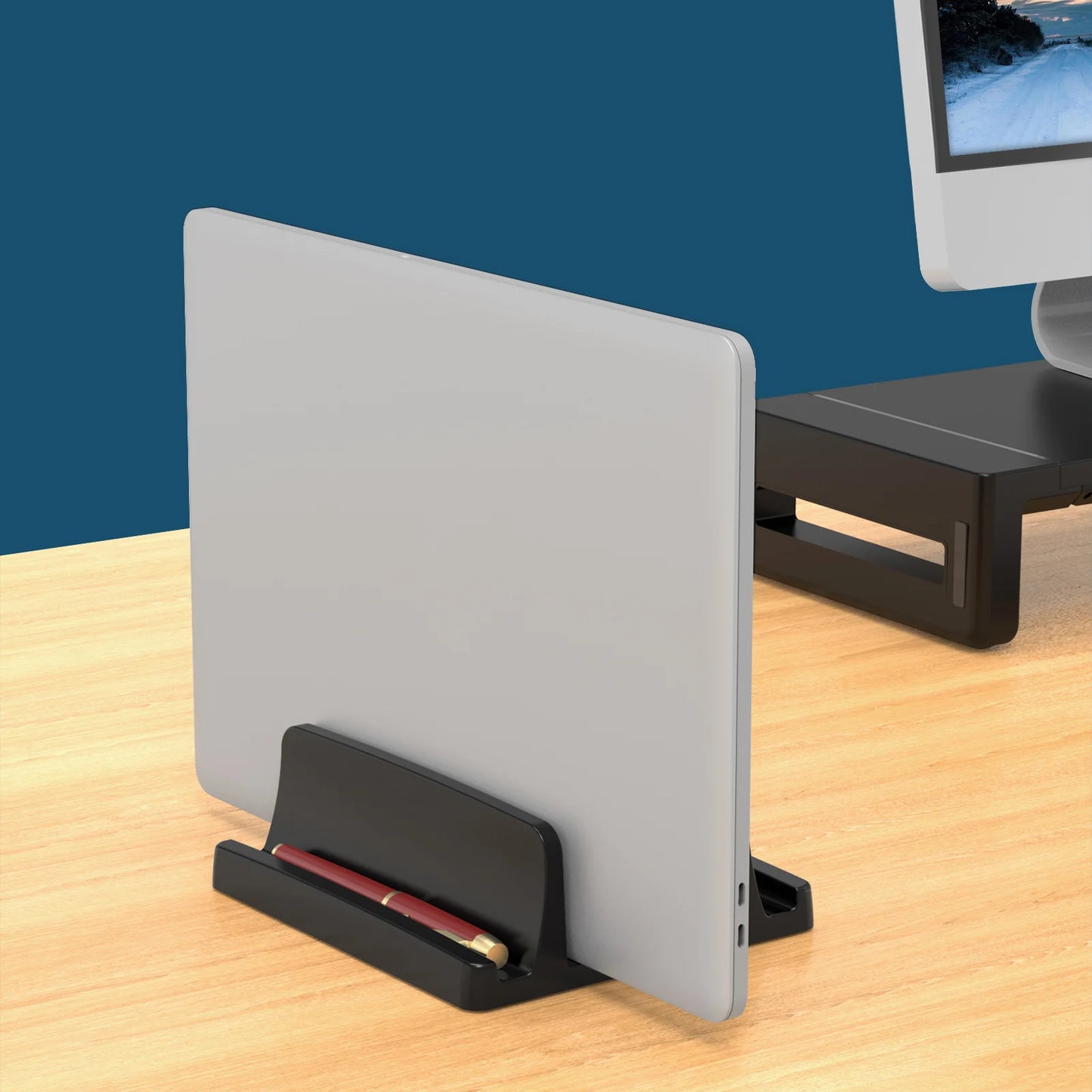 Universal Vertical Laptop Stand - 3 Slot Desk Organizer