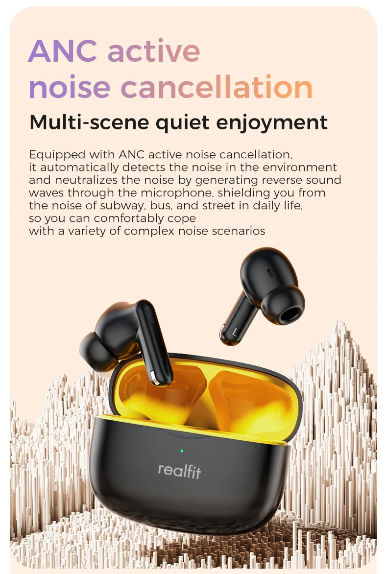 Realfit F3 ANC Bluetooth Earphones with HiFi Stereo Sound