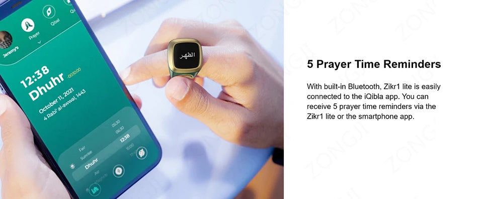 ZONGJI Smart Tasbih Ring - Track Prayers & Steps