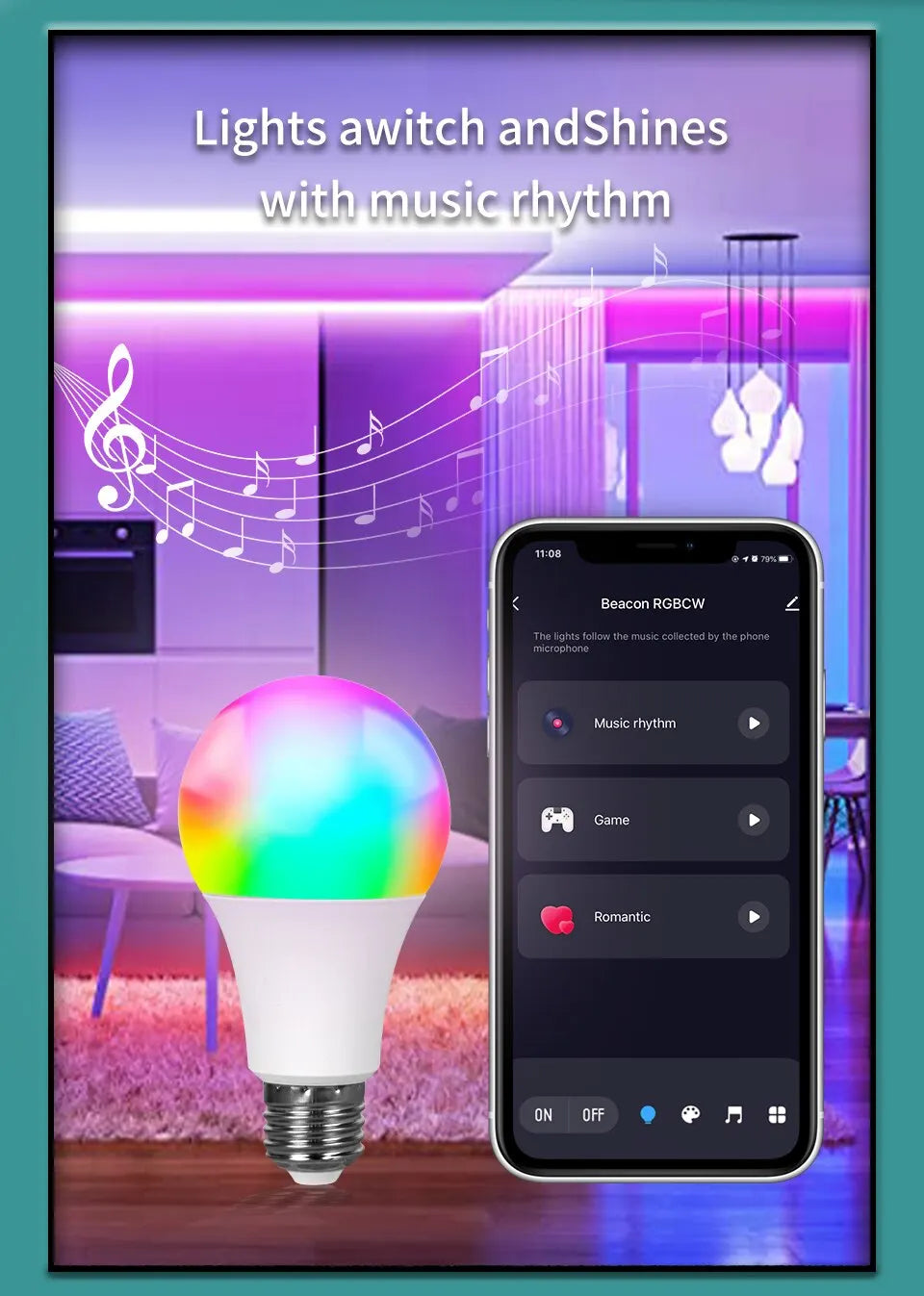 Tuya Bluetooth Smart-pære E27 - dimbar LED-pære med magisk lys
