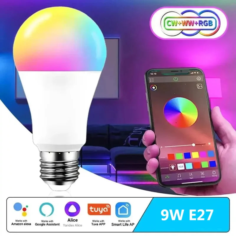 Tuya Smart LED-pære E27 - RGB Bluetooth-lys som kan dimmes