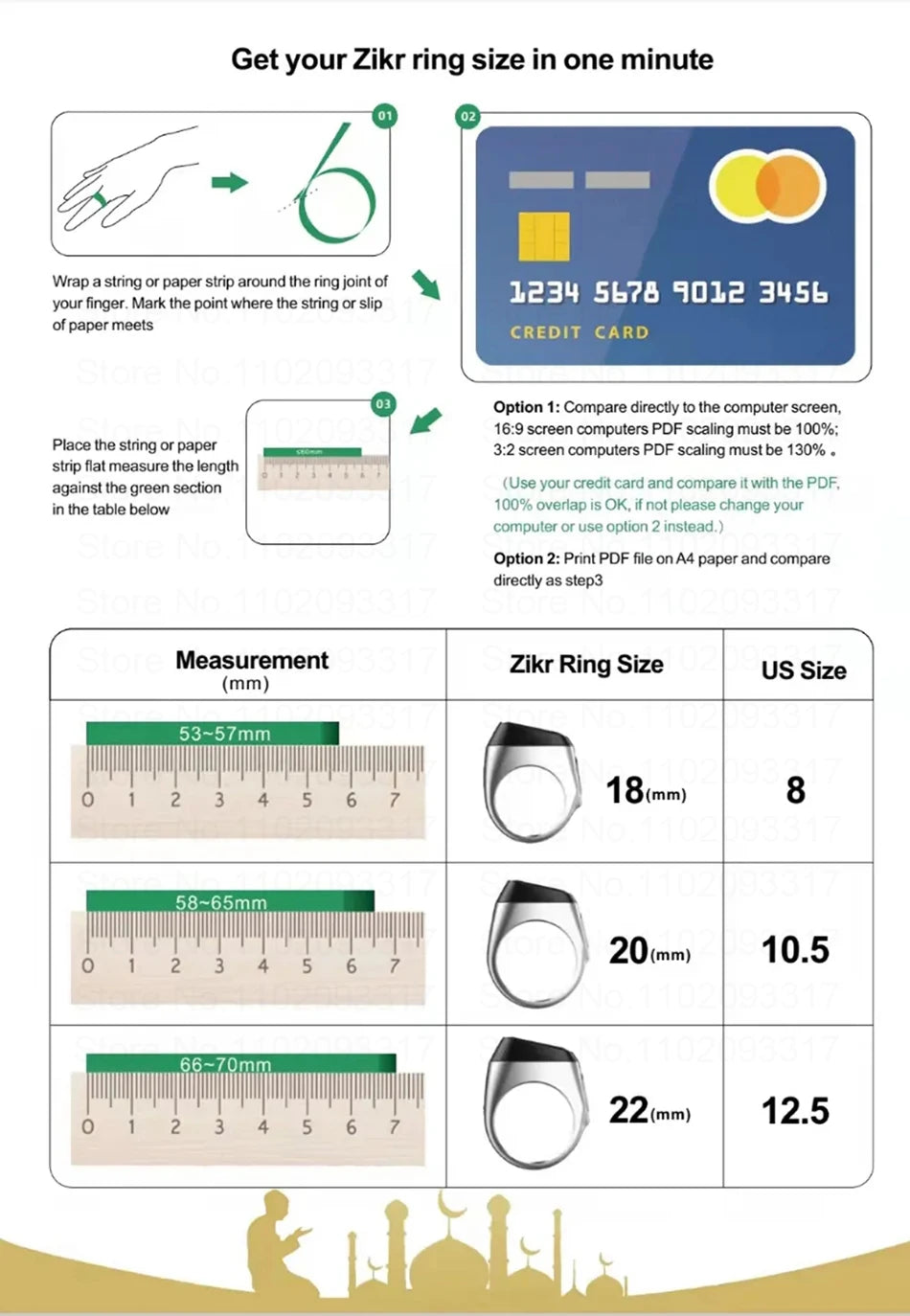 ZONGJI Smart Tasbih Ring - Track Prayers & Steps
