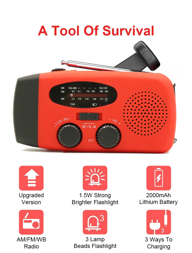 MCC Emergency Solar Hand Crank Radio with Power Bank
