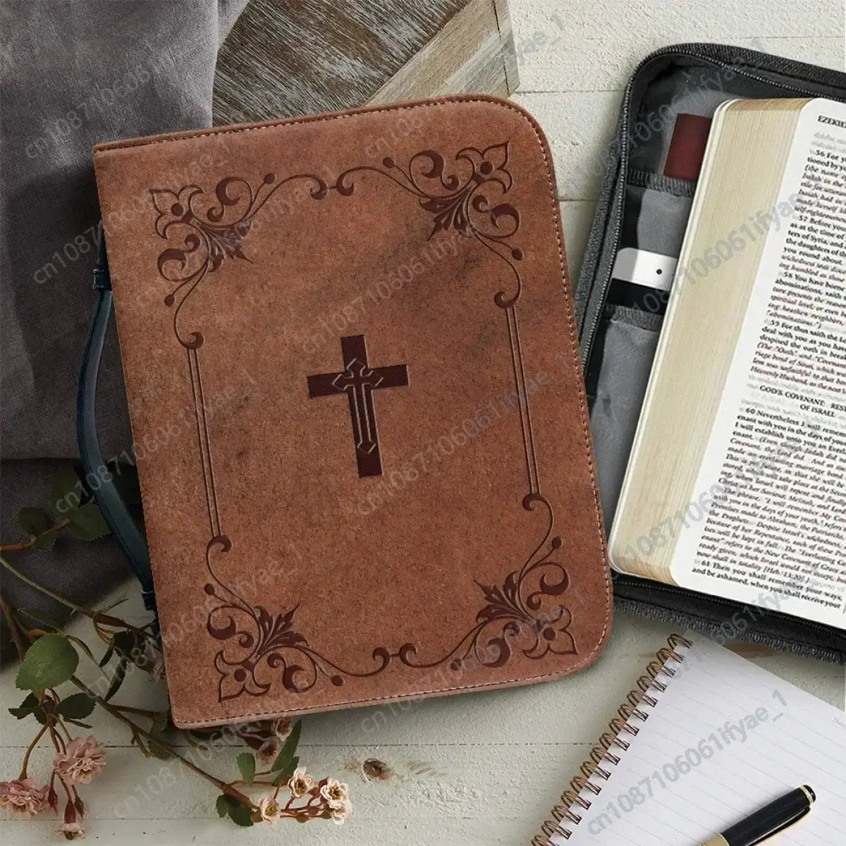 Classic Leather Print Personalized Bible Cover Case Bags