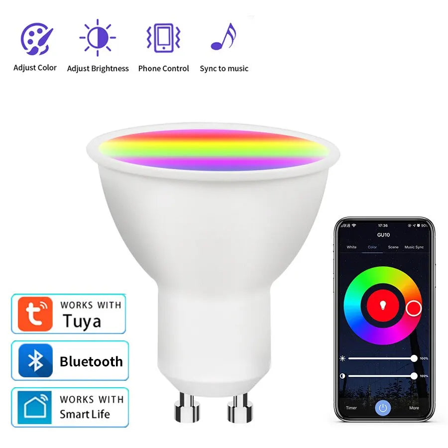 Ammtoo GU10 Smart Light Bulb - Bluetooth RGB LED Control