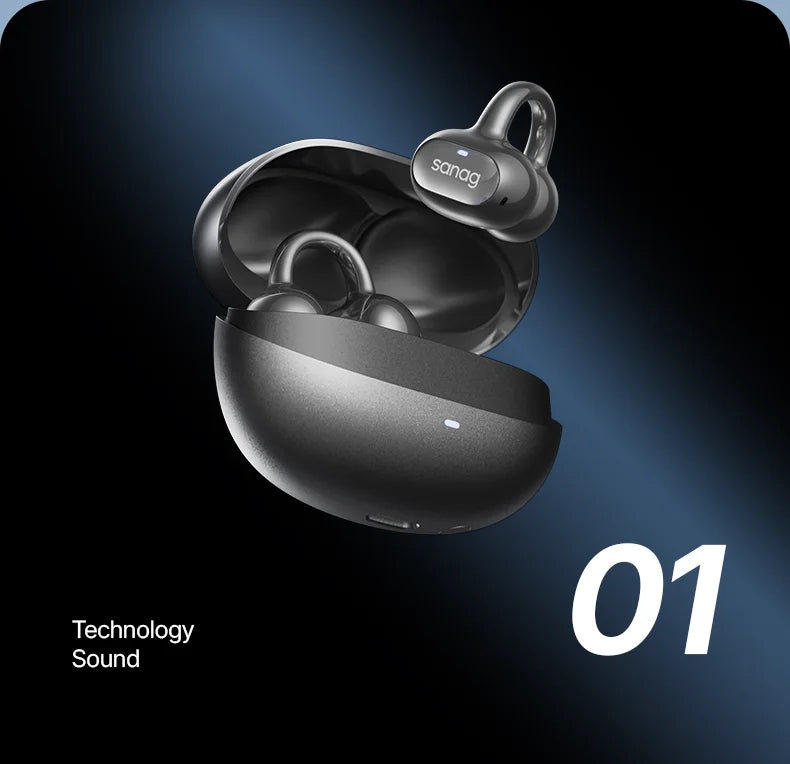 Sanag S8S Bluetooth 5.4 Ear Clip-øretelefoner - vanntette og støyreduserende