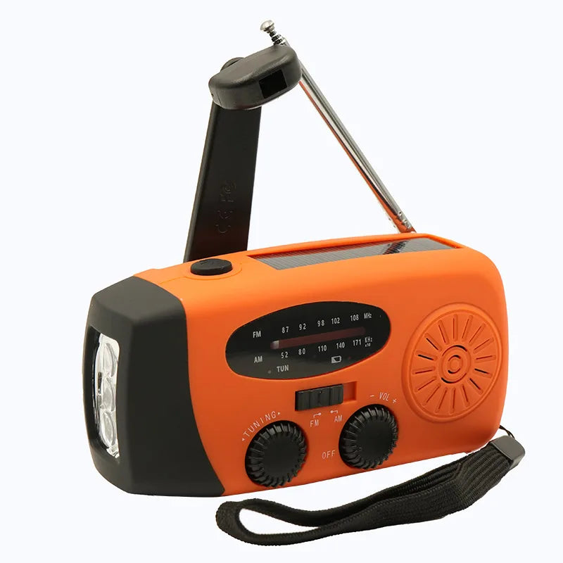 HAMANHK 2000mAh Solar Hand Crank Radio with Flashlight