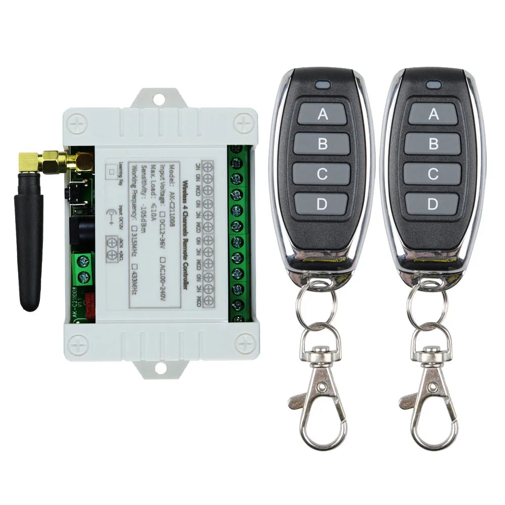 Smart 4 Channel RF Relay Switch - 10A Remote Control