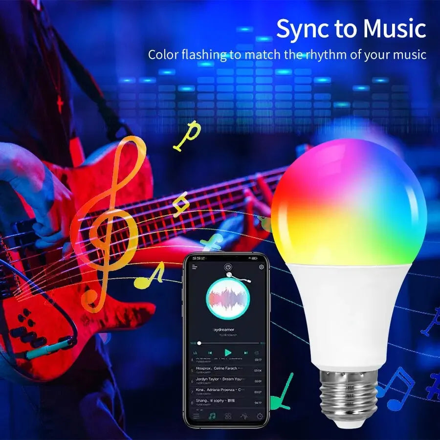AmmToo Tuya Bluetooth Smart LED Bulb E27 - RGB Color Options
