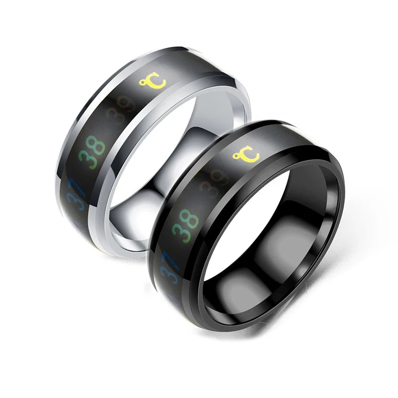 Smart Stainless Steel Temperature Sensitive Ring for Couples