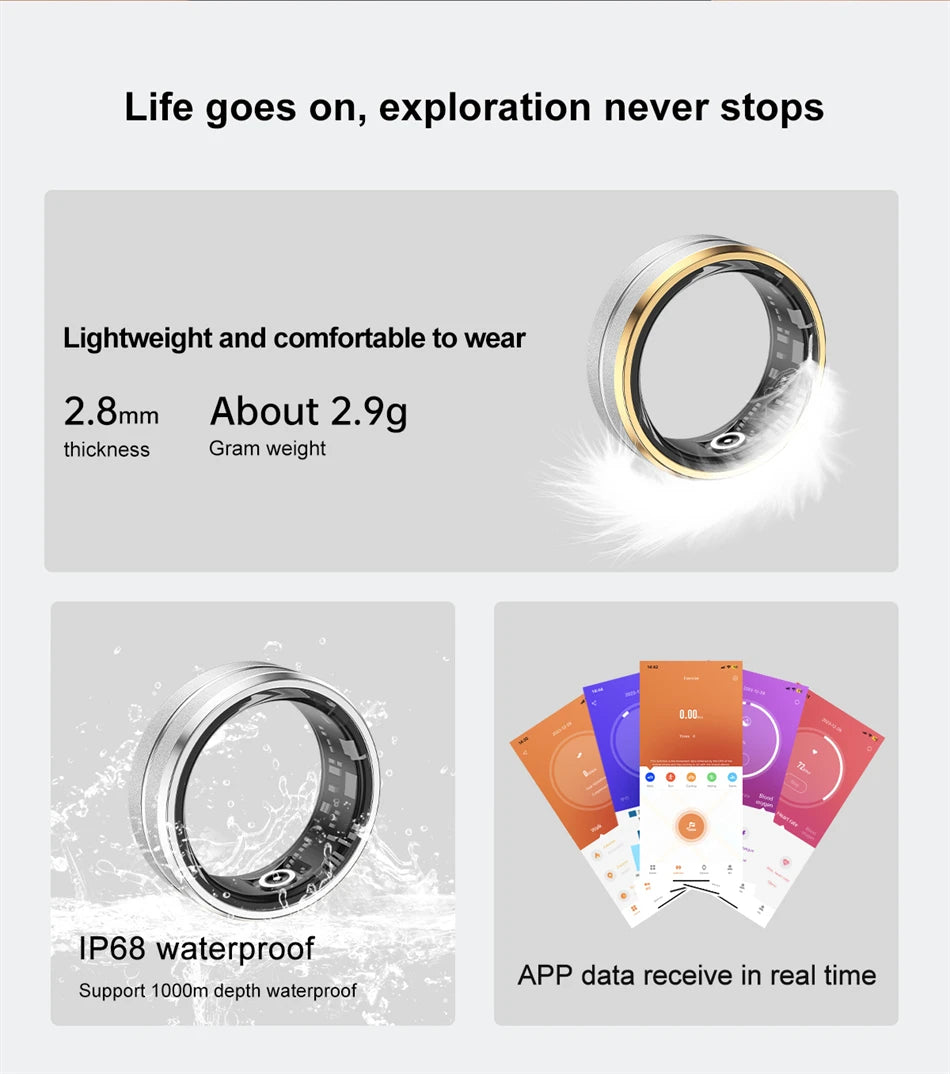 ChiBear 5ATM Waterproof Smart Ring - Track Health Effortlessly
