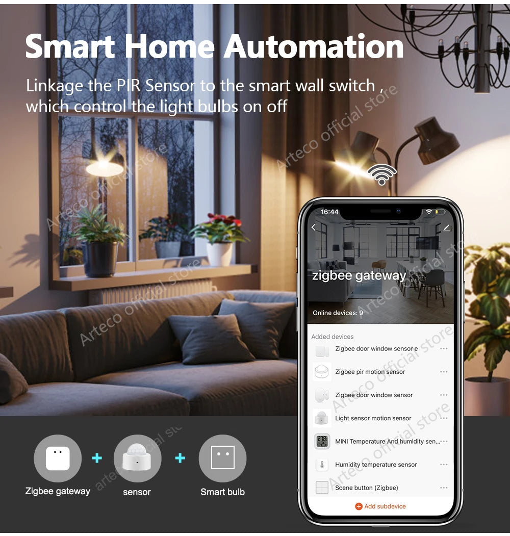 NoEnName Zigbee Mini PIR Motion Sensor - Smart Alerts Enabled