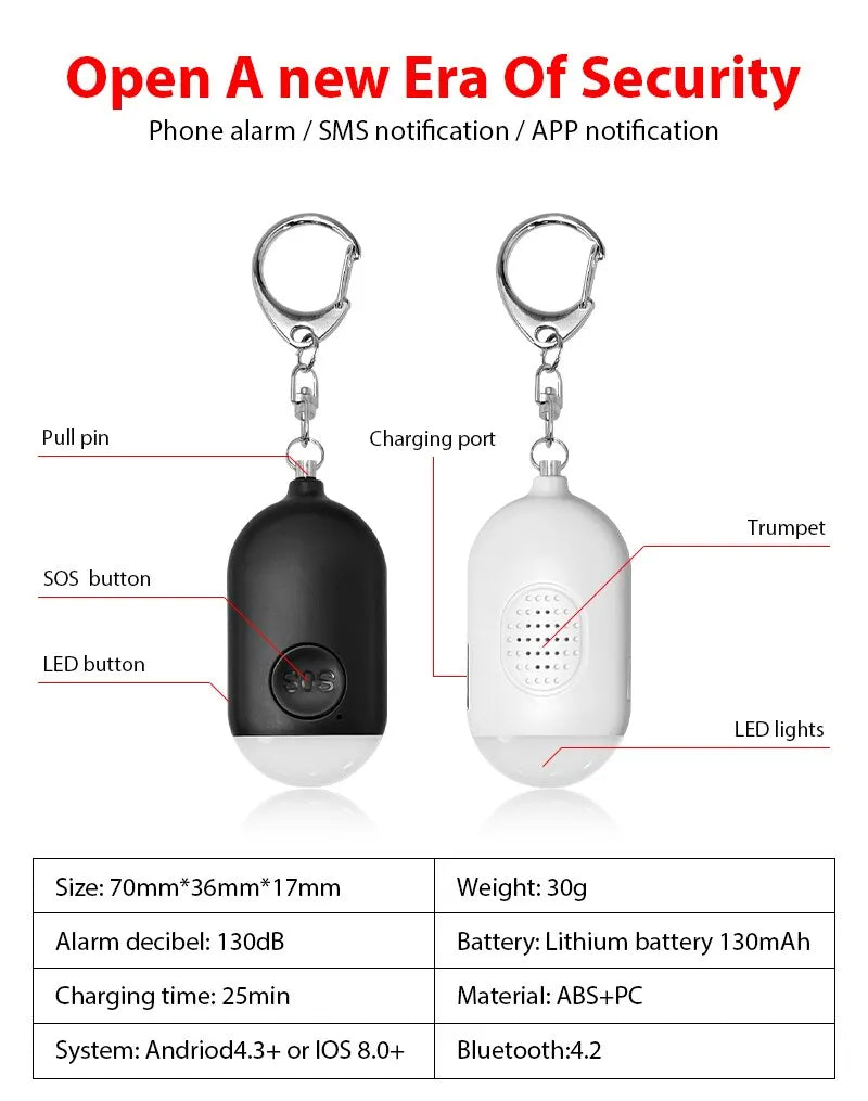 NoEnName Emergency SOS Personal Alarm Keychain - 130dB Alert