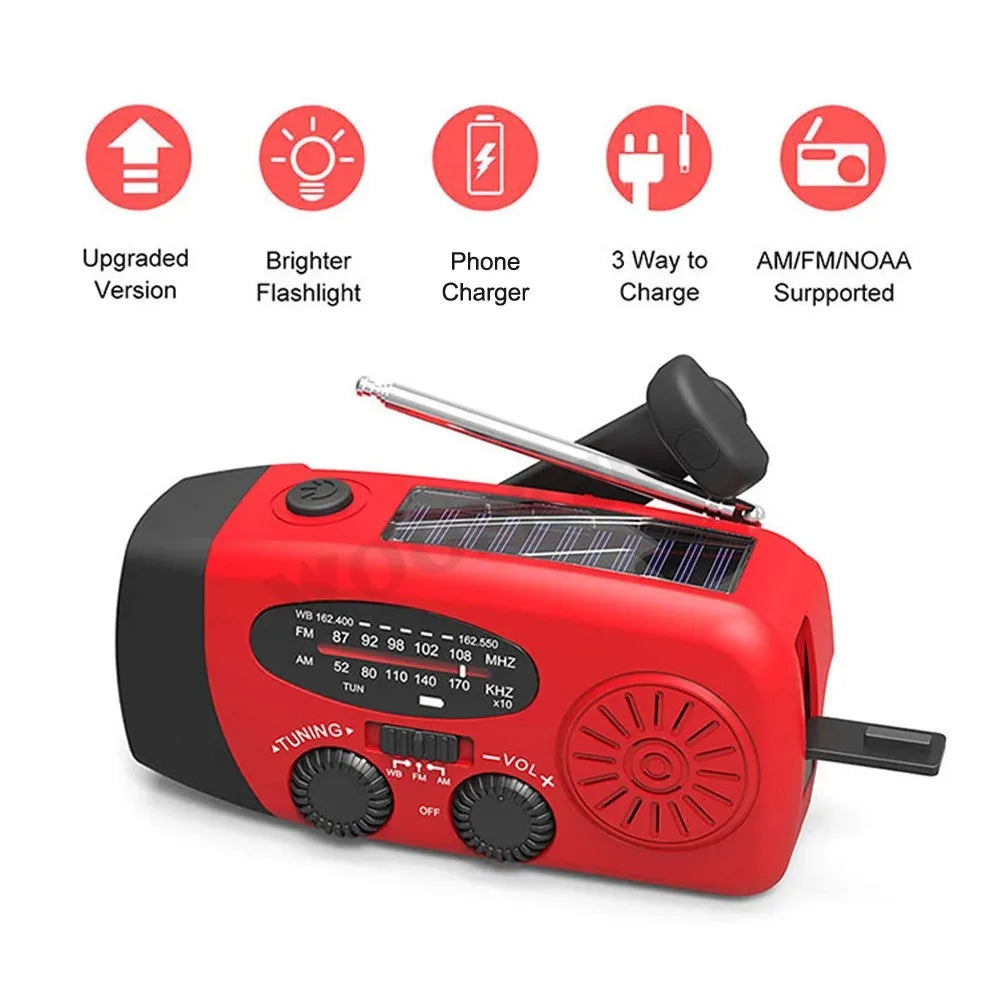 Woopker E30 Emergency Radio with Solar & Hand Crank Power
