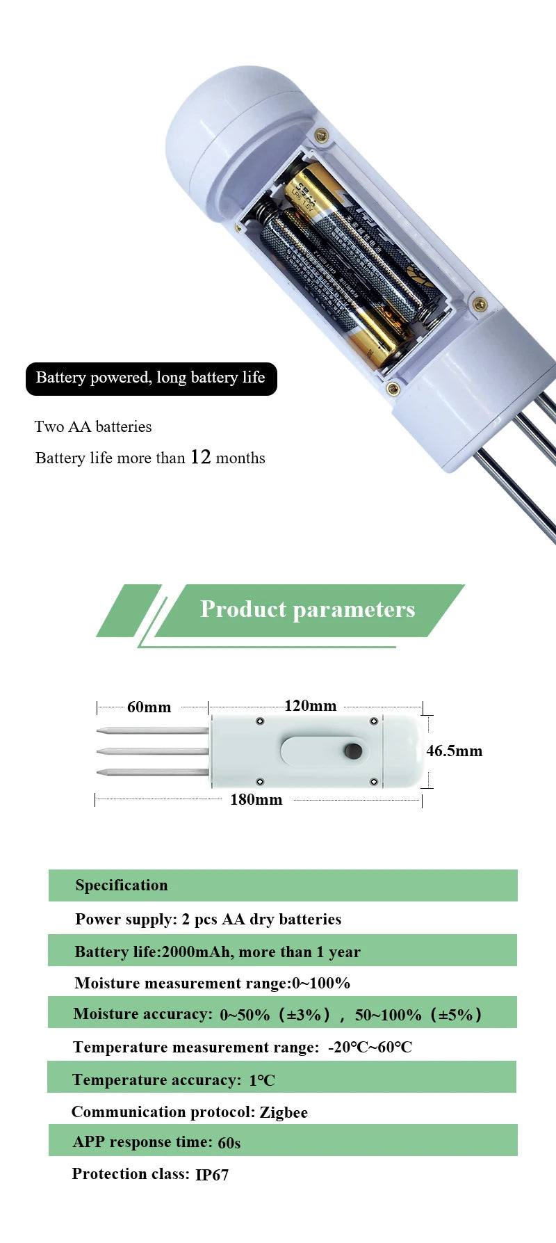 Tuya Smart Zigbee Soil Tester - Waterproof Garden Tool
