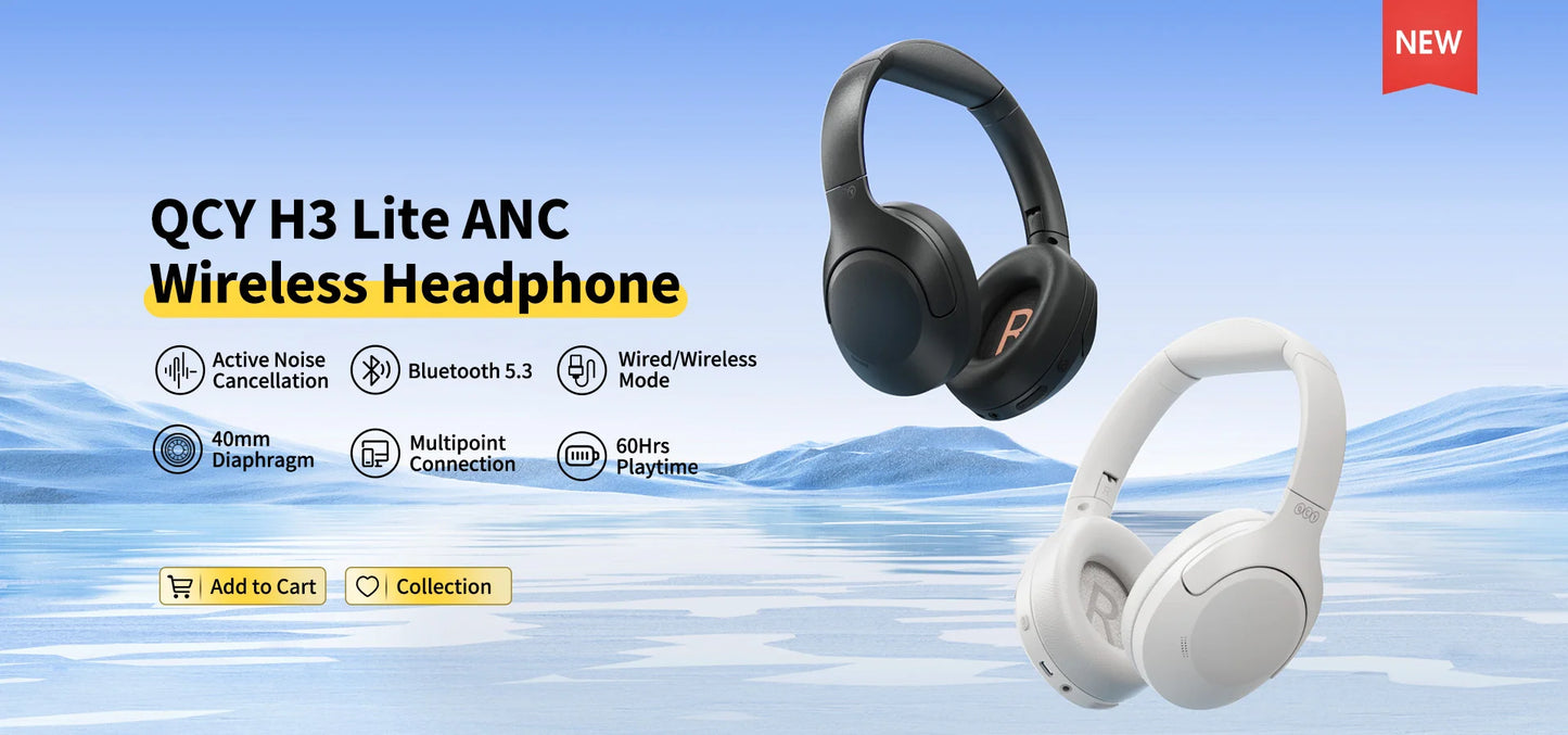 QCY H3 Lite ANC Wireless Headphones with 60-Hour Battery