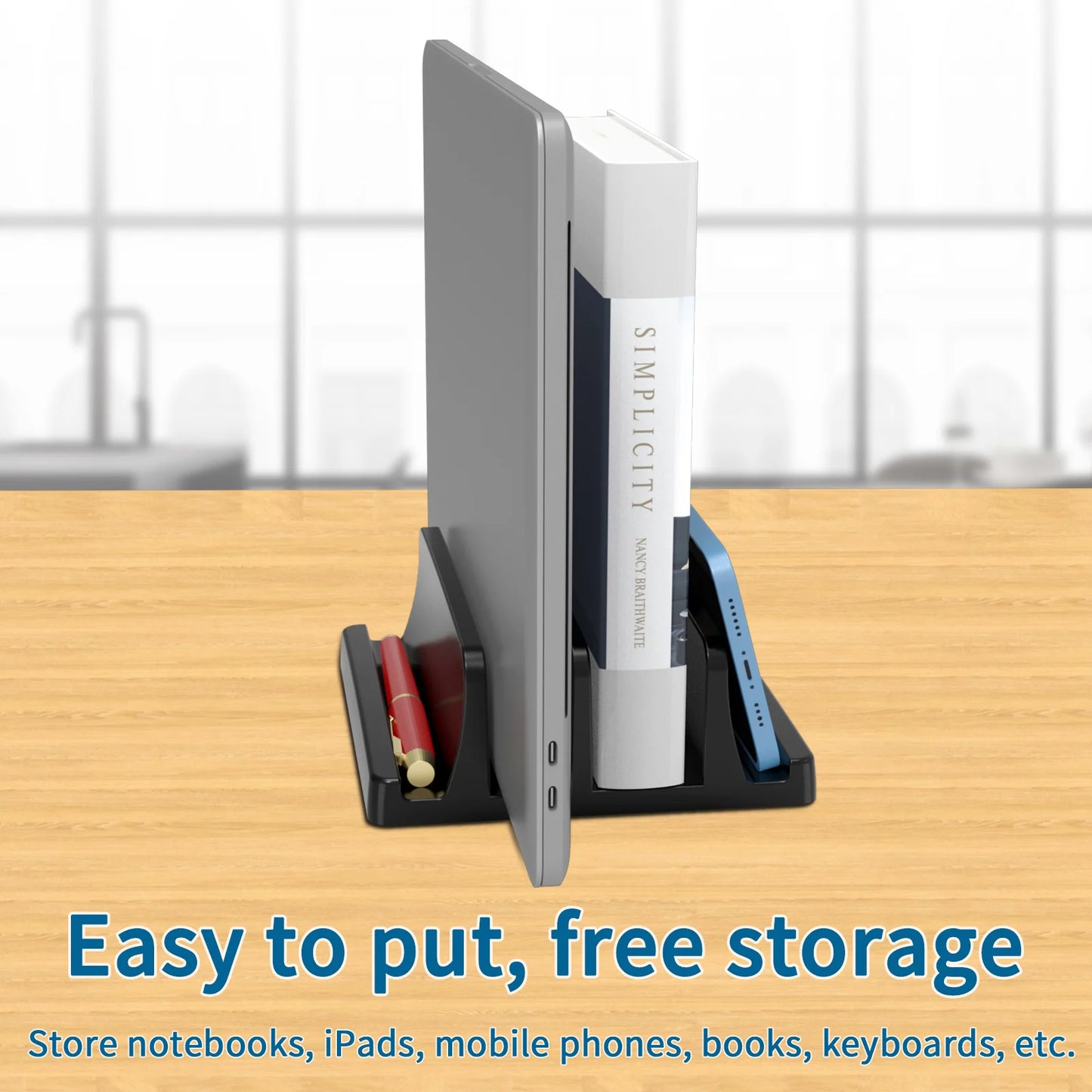 Universal Vertical Laptop Stand - 3 Slot Desk Organizer