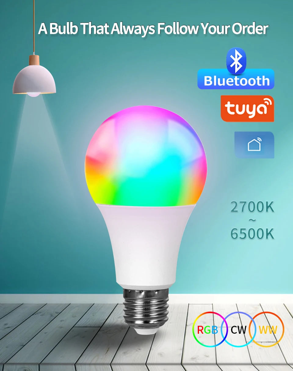 Tuya Smart LED Bulb E27 - Dimmable Bluetooth Mood Lamp