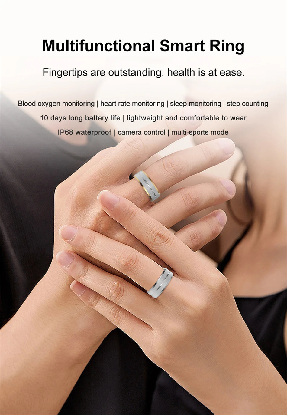 ChiBear 5ATM Waterproof Smart Ring - Track Health Effortlessly