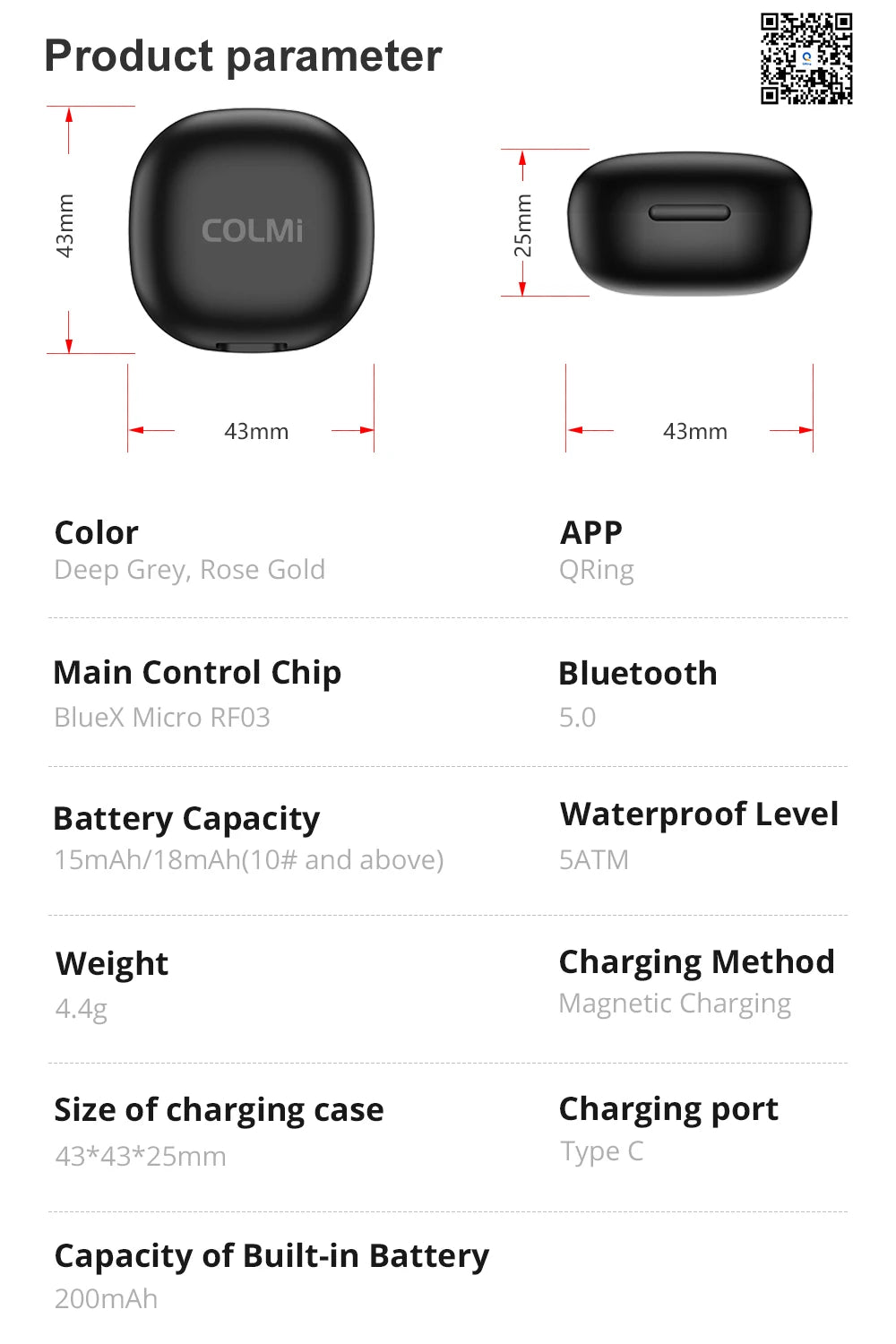 COLMI R03 Smart Ring - 5ATM Waterproof Fitness Tracker