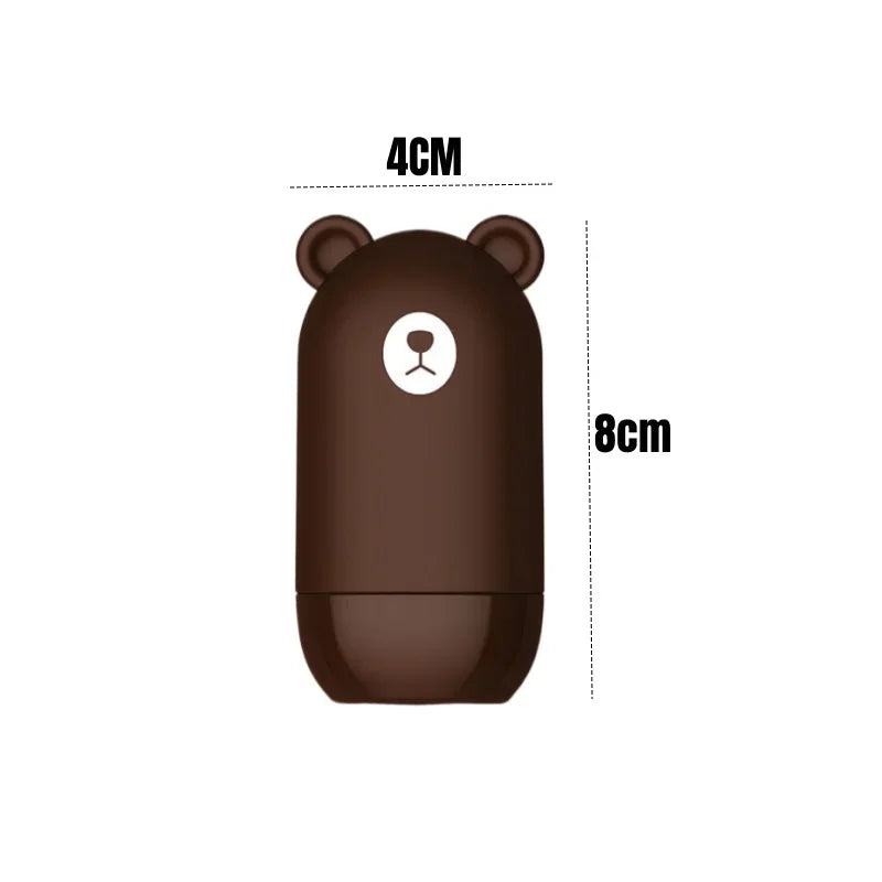 The NoEnName Roller Stamp - Quick Drying Privacy Seal is a small, bear-shaped brown container with simple facial features (4cm wide, 8cm tall), shown on a plain white background. It offers quick-drying properties for added convenience.