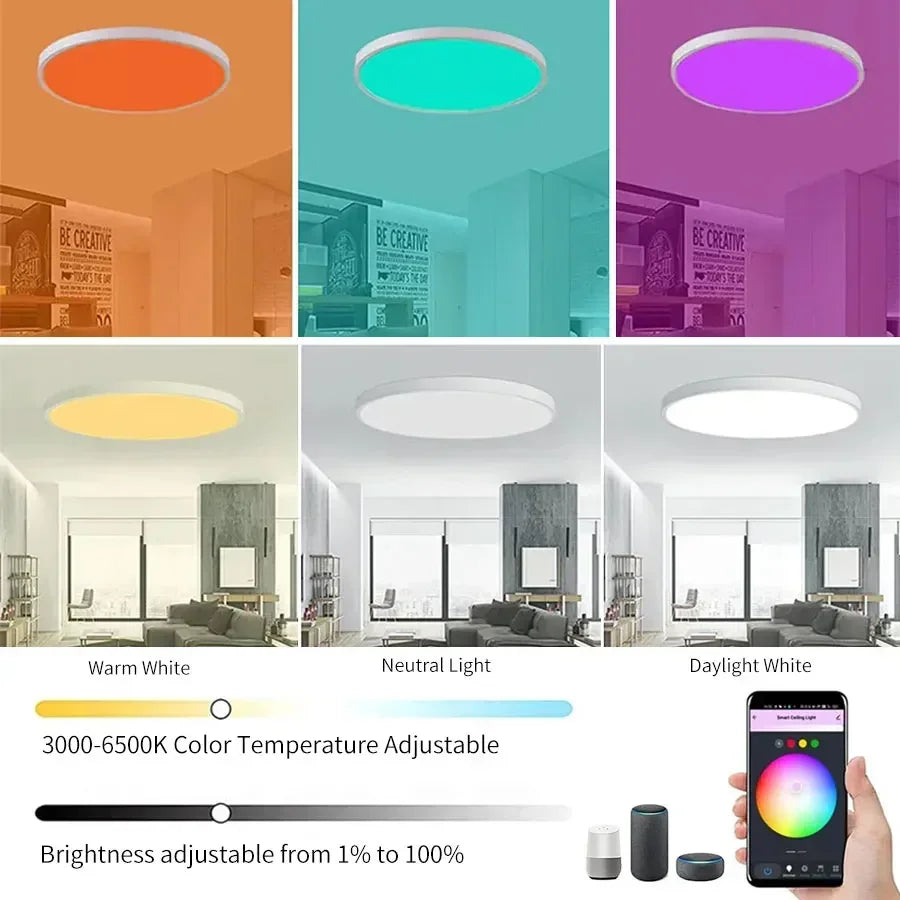 Tuya WiFi LED-taklampe - dimbar RGB smart belysning