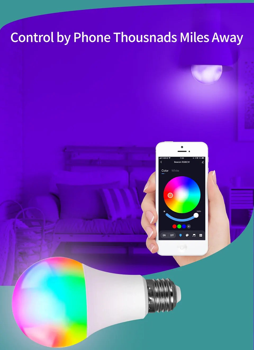 Tuya Bluetooth Smart-pære E27 - dimbar LED-pære med magisk lys