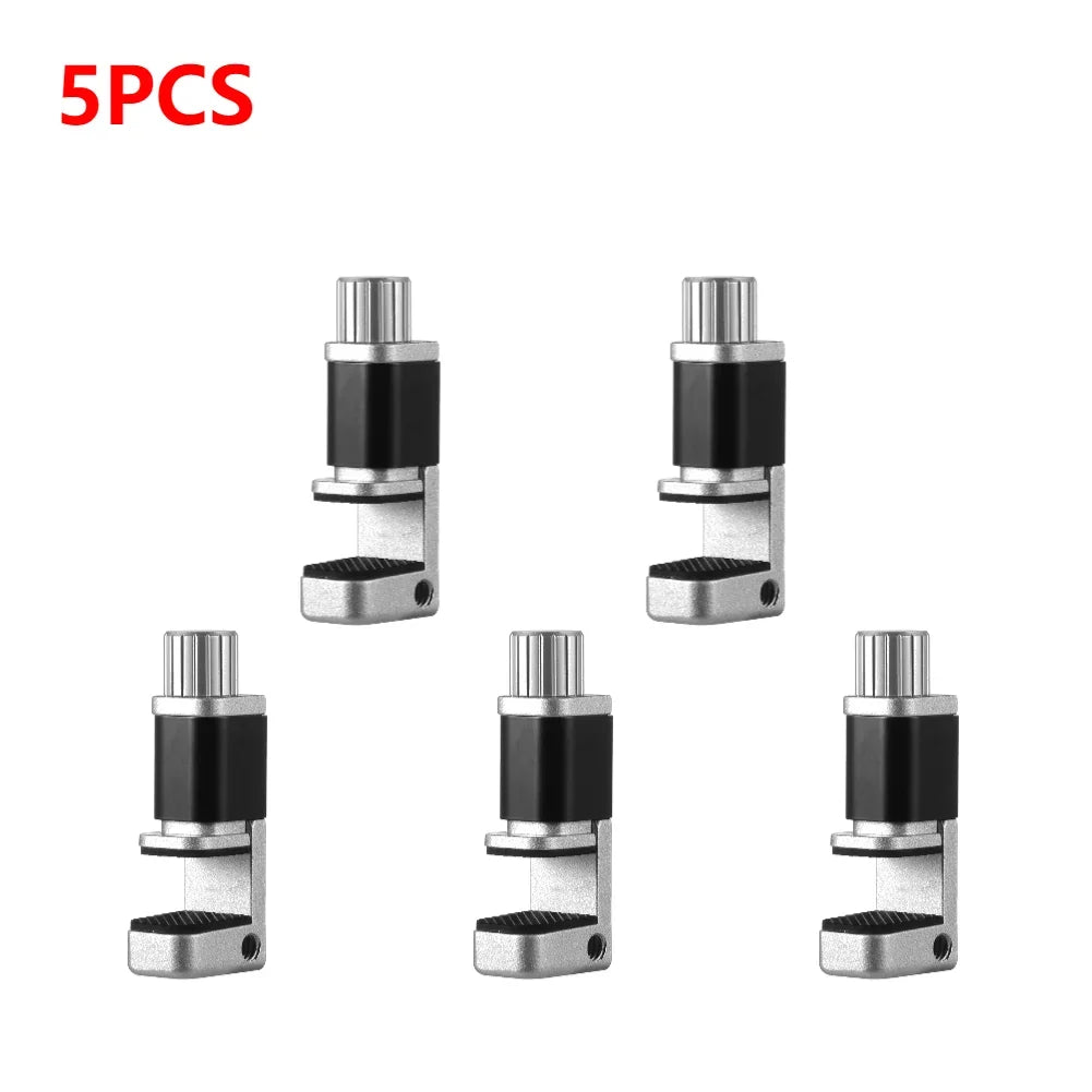 Five identical metal and black plastic door lock cylinders are arranged in a grid on a white background, with 5PCS in red at the top left, reflecting the precision associated with MOJOYCE Adjustable Alloy Clamp for Secure Mobile Repairs.