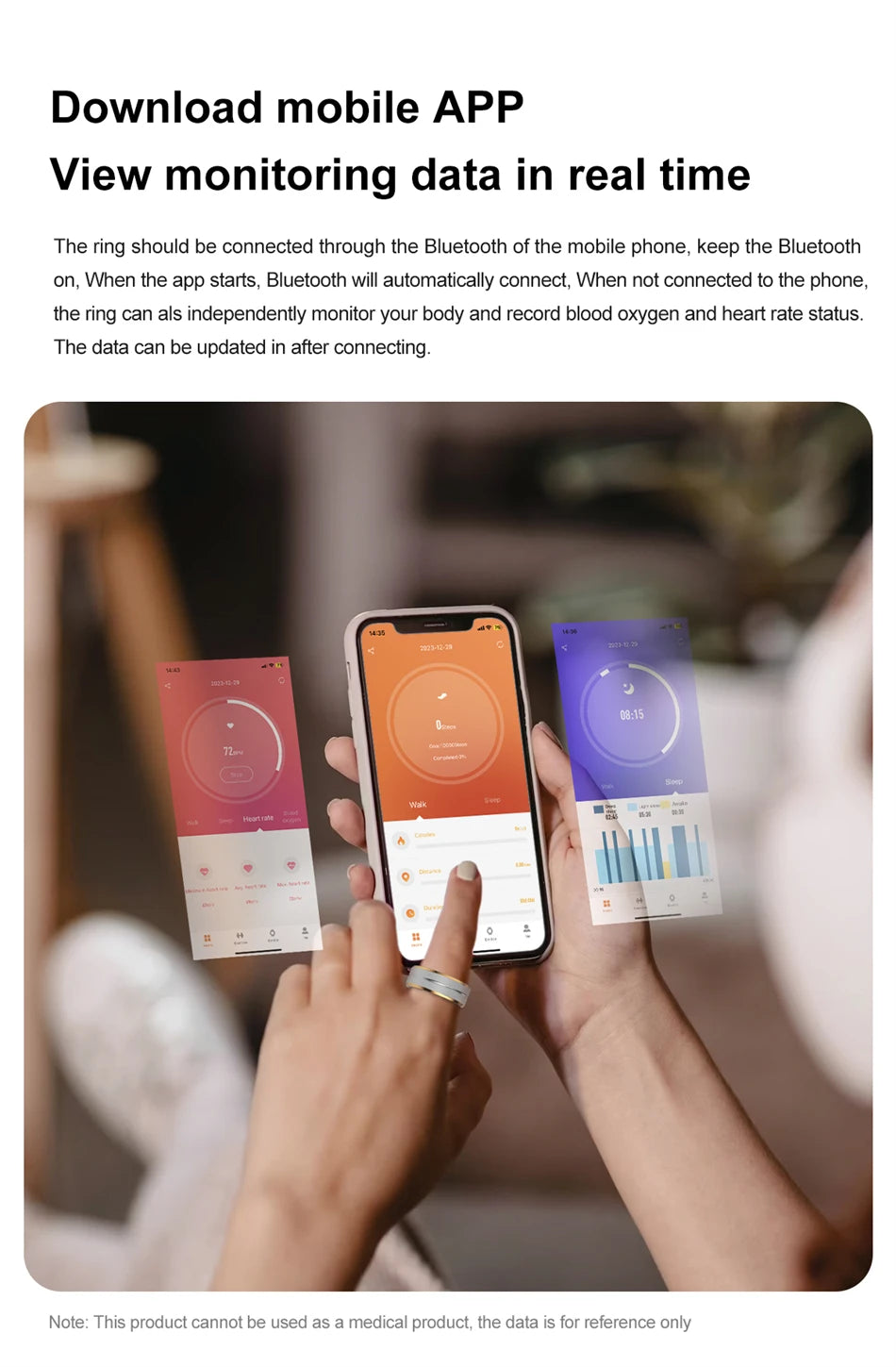 ChiBear 5ATM Waterproof Smart Ring - Track Health Effortlessly