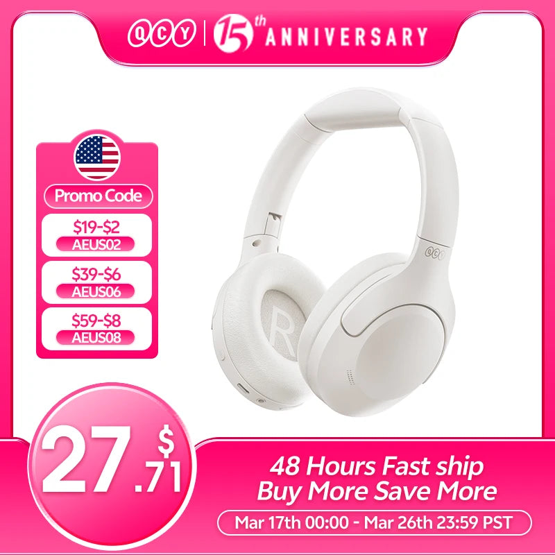 QCY H3 Lite ANC Wireless Headphones with 60-Hour Battery