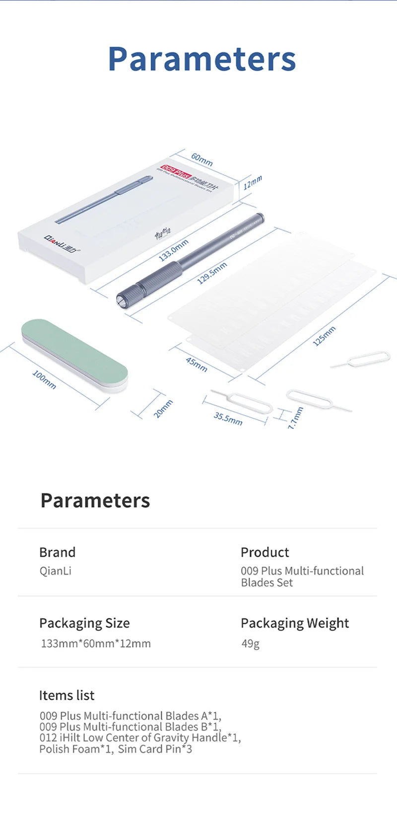Set di coltelli per la rimozione della colla per CPU IC QIANLI per riparazioni di precisione