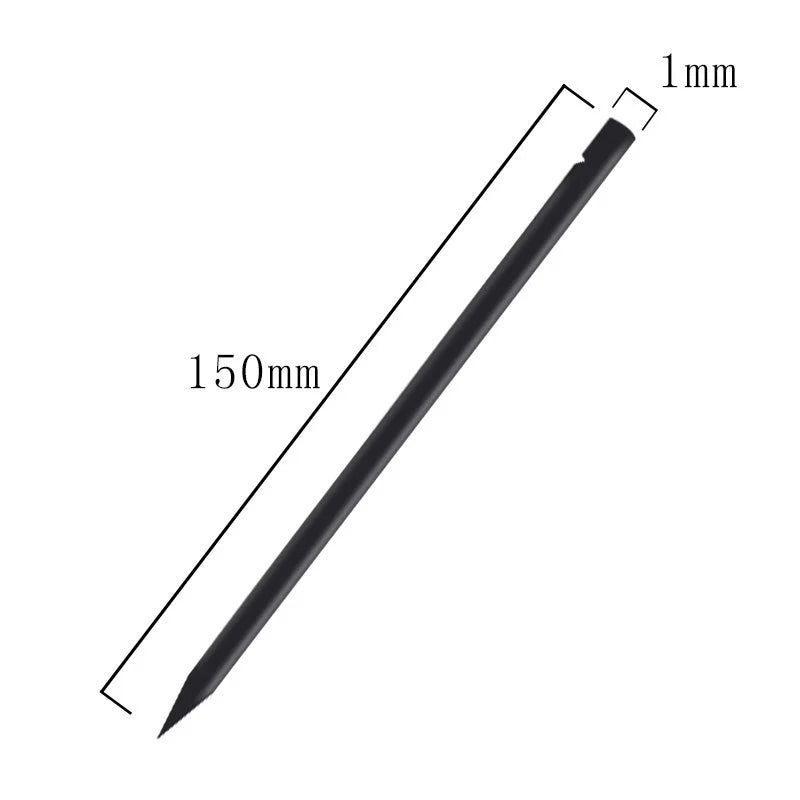 A stylus pen, part of the NoEnName 28 in 1 Screwdriver Tool Kit for Mobile Repairs, is displayed diagonally on a white background. It features a pointed tip and is labeled as 150mm long and 1mm thick, suitable for electronic devices.