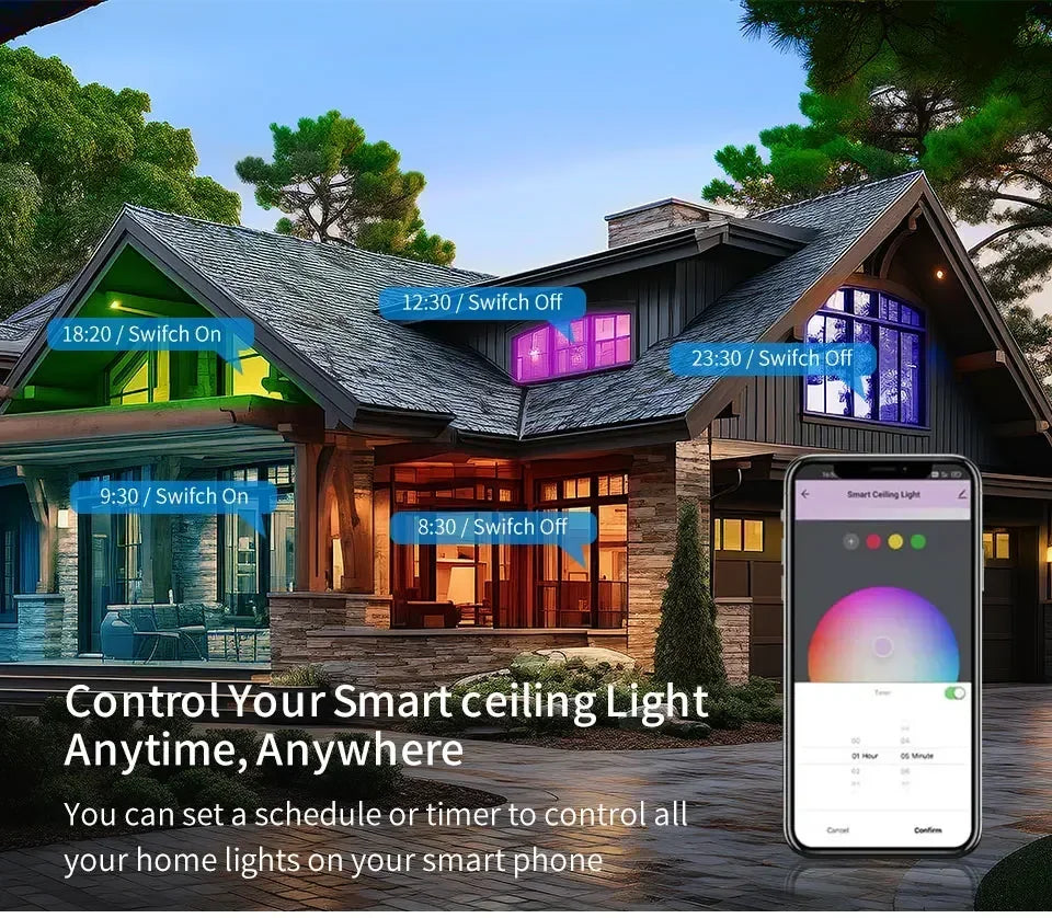 Tuya WiFi LED-taklampe - dimbar RGB smart belysning