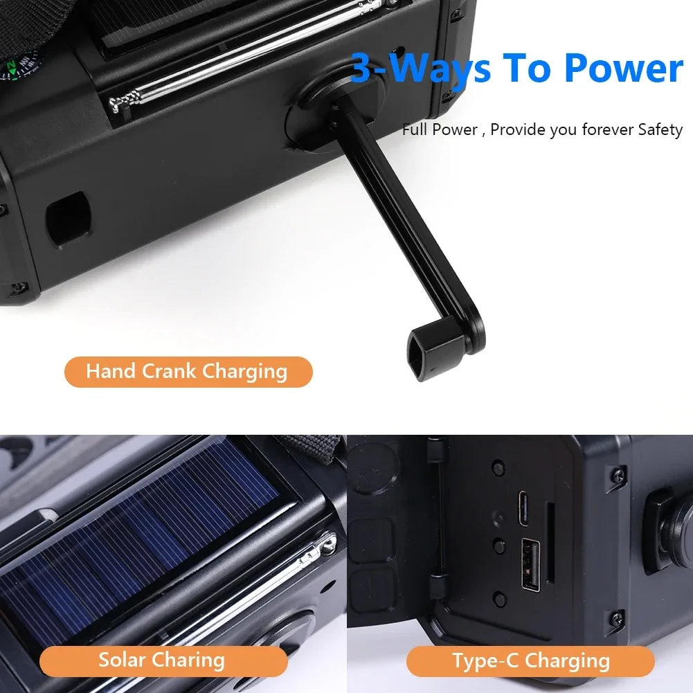 Woopker E30 Emergency Radio with Solar & Hand Crank Power