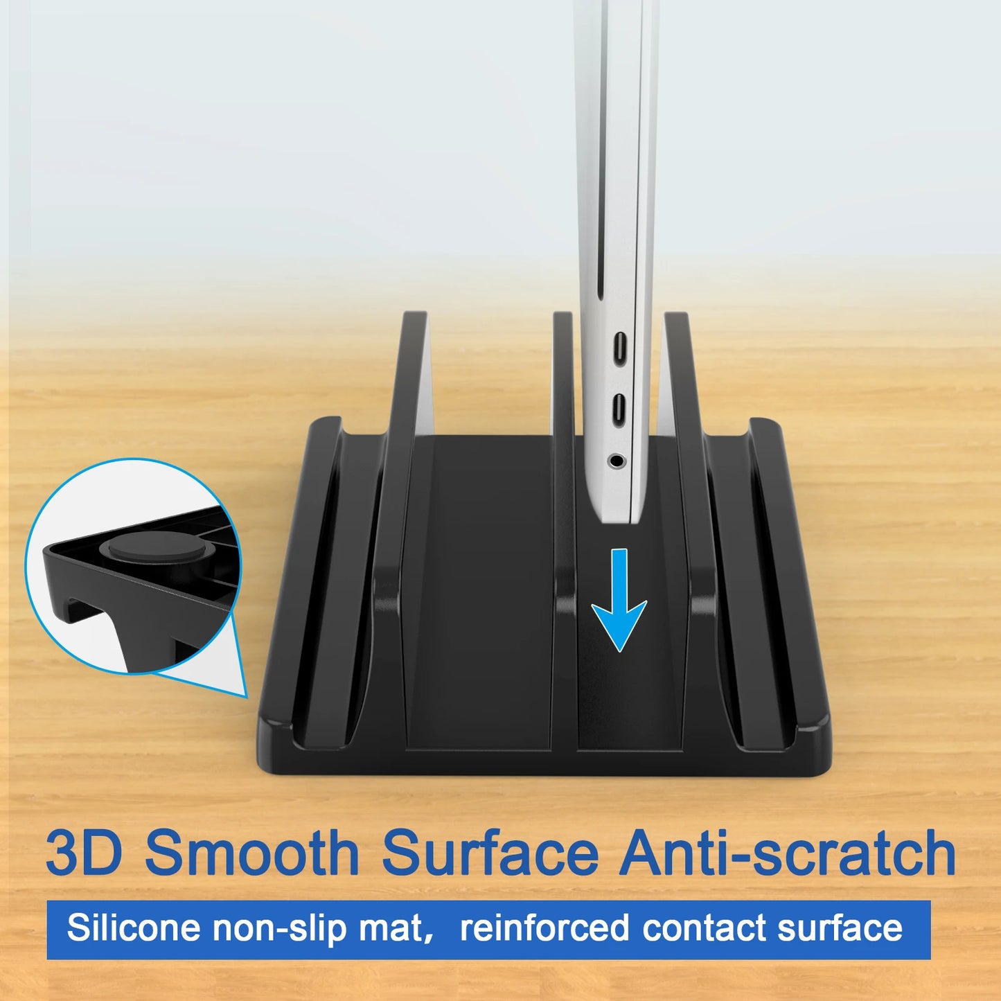 Universal Vertical Laptop Stand - 3 Slot Desk Organizer