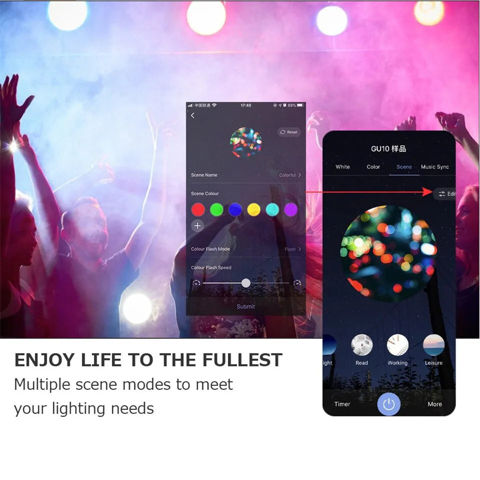 Ammtoo GU10 Smart Light Bulb - Bluetooth RGB LED Control
