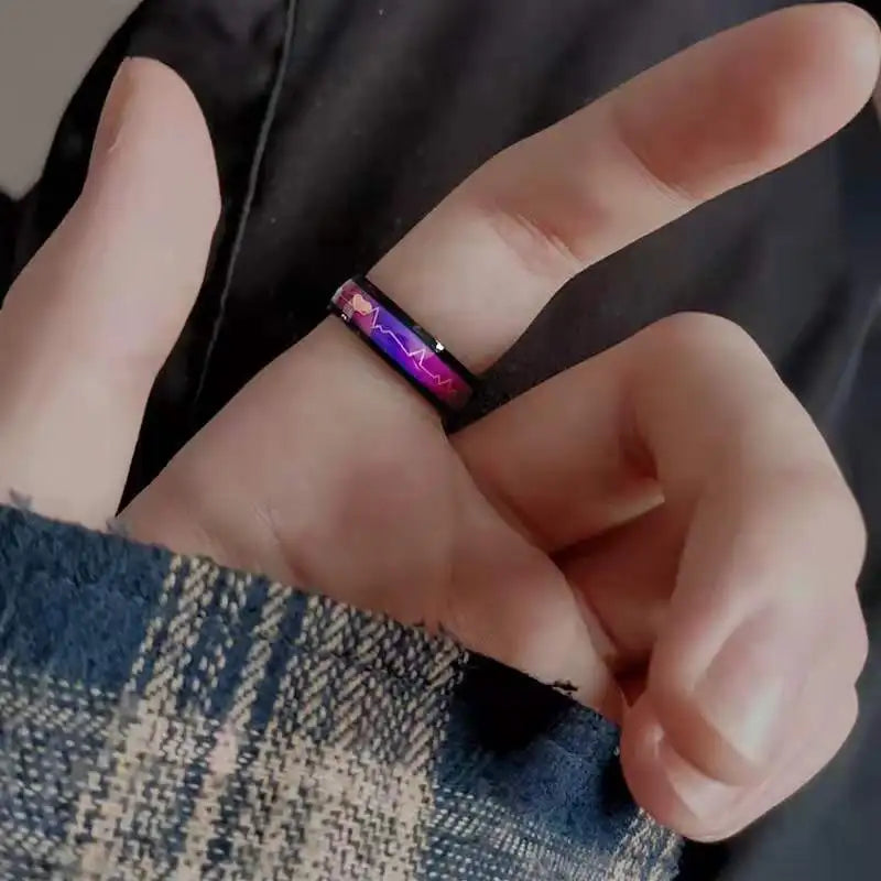 NUOBING 6MM Smart Ring - stilig humørmåler med skiftende farger