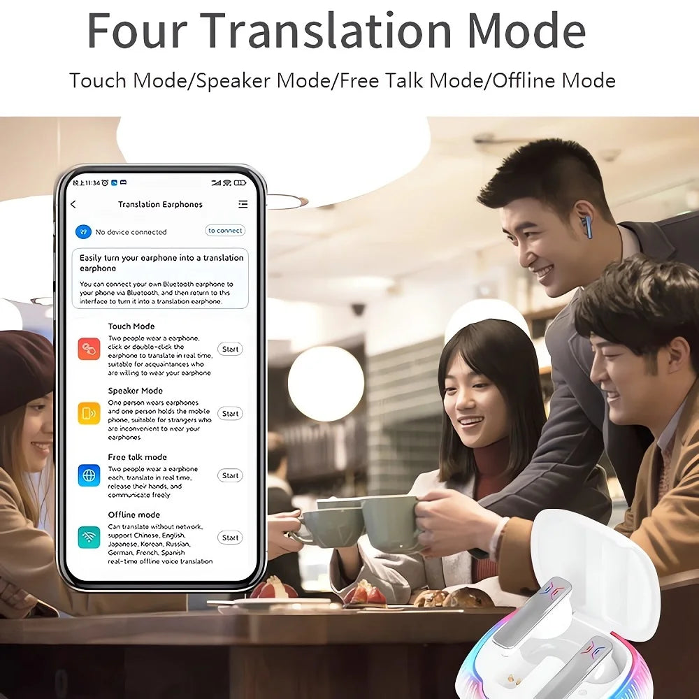 YIBOYUAN AI Translator Earbuds - 74 Languages Real-Time