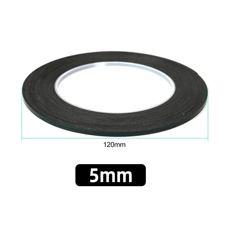 The WELIBA High Strength Adhesive Tape for Mobile Repair is a black roll with a clear inner center, featuring a 120mm diameter and 5mm width, ideal for repair projects.