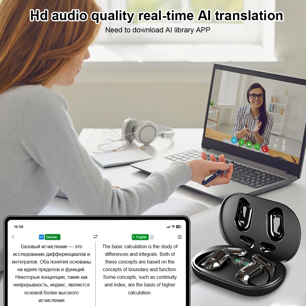 ALLOYSEED 3-in-1 Translator Earbuds - 140 Languages, Bluetooth