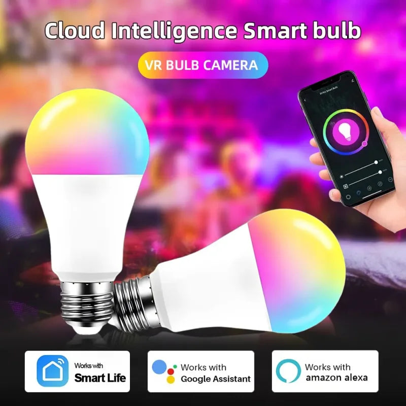 Tuya Smart LED-pære E27 - RGB Bluetooth-lys som kan dimmes