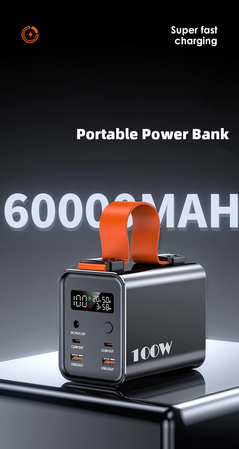 60000mAh Power Bank Station - Fast Charge & Portable